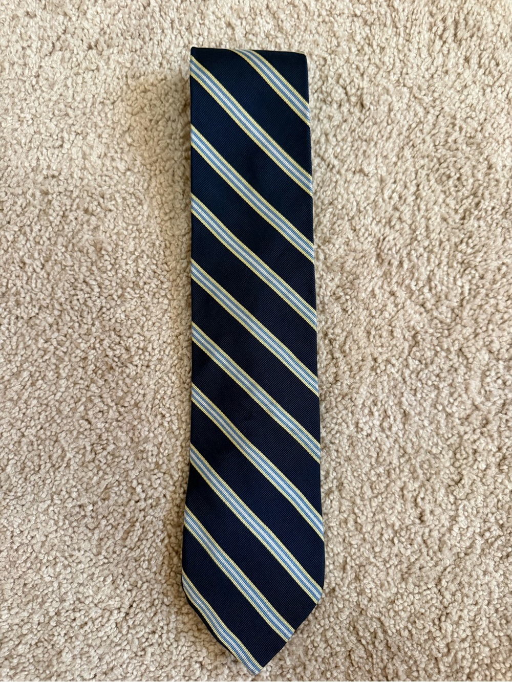 Tommy Hilfiger Navy Tie with Light Blue and Cream Stripes